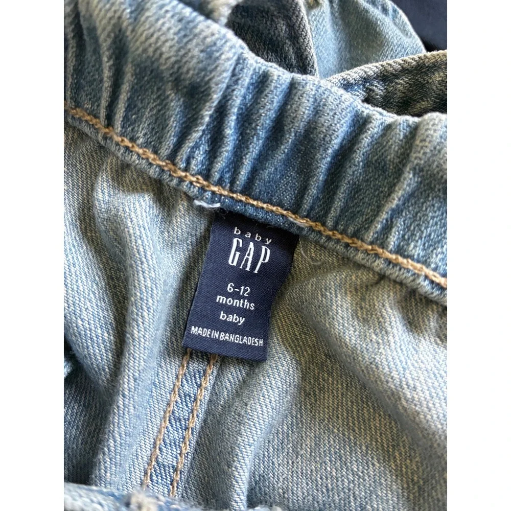Baby Gap Denim Brannan Bear Overalls Light Wash Blue 6-12 Months NEW